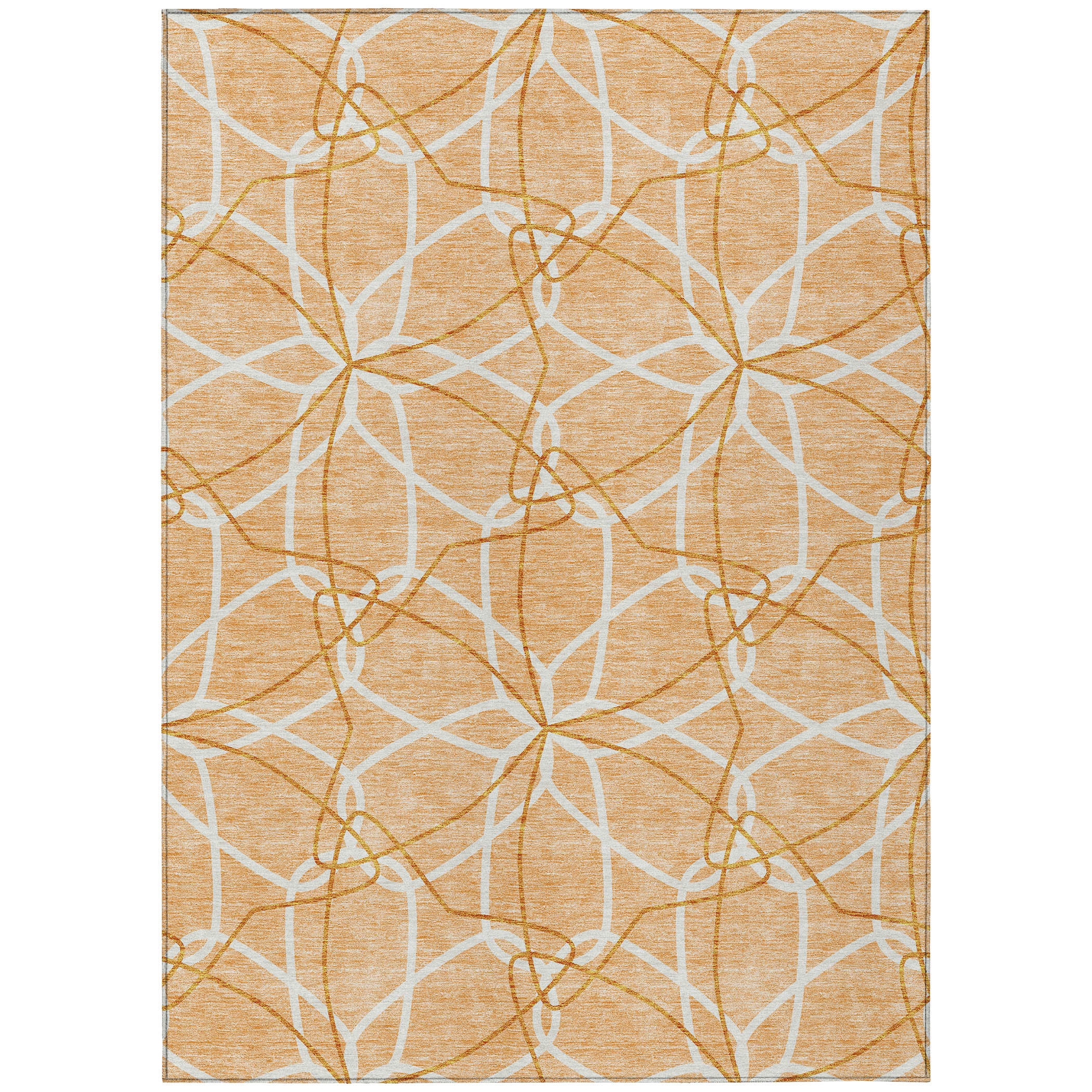 HomeRoots 3' X 5' Peach And Ivory Geometric Washable Indoor Outdoor ...