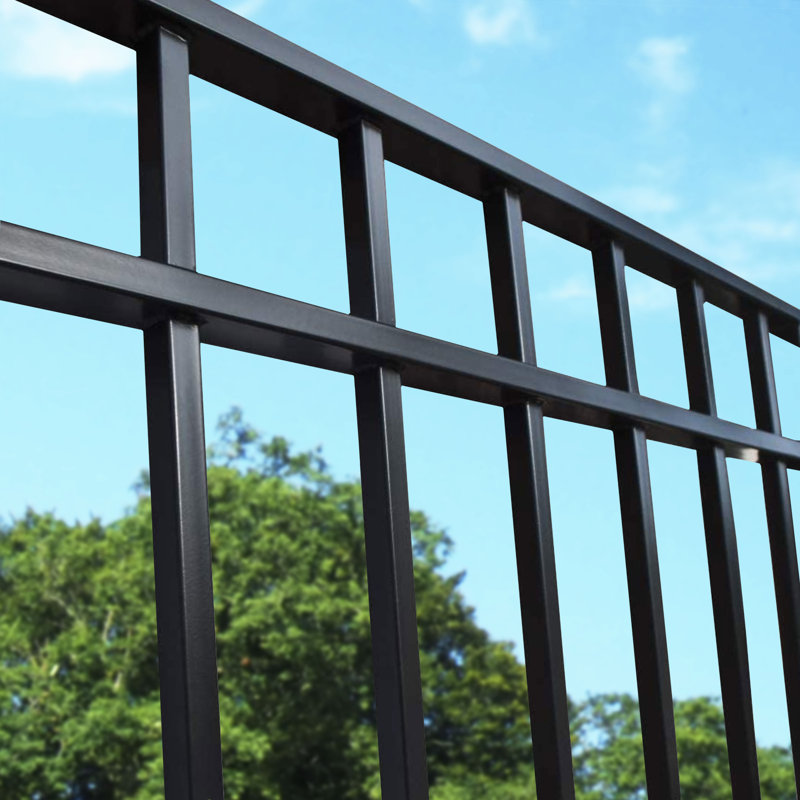 Madrid Style Black Steel Driveway Gate with Hardware and Posts
