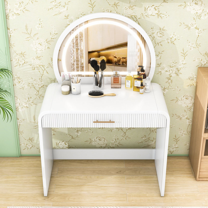 Coiffeuse 39 "avec tiroir et miroir lumineux à écran tactile, Blanc