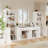 110.3'' Wide Modular Kitchen Pantry Cabinet with Bookcases,Soft Close Glass Doors and Drawers, Large Sideboard Buffet Storage System, White-1876655110