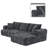 Classic Boneless L-shaped Chenille Fabric Upholstered 3-Seater Sectional Sofa with Two Pillows-735273536-735273539