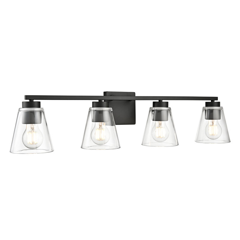Meuble-lavabo 4 lumières 31 po Strayhan - Noir mat, Noir mat, 31 po de largeur, Quatre lumières