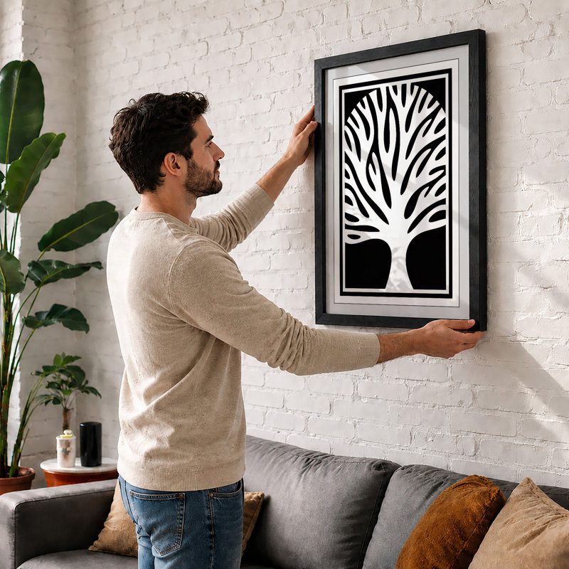 Essential Tree Minimalist - Framed Print, Oak, A4 - 29.7 x 21.0 cm