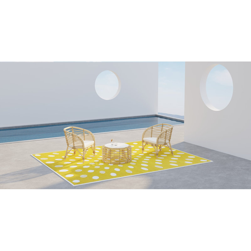 Crazy Polka Dots Outdoor Mat, Brown & Off White, Reversible Mat For Patio, Porch, Deck, Floor Mat, Rectangle 4' x 6'