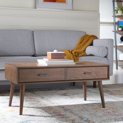 Stylish Foerster Coffee Table with Storage – Belgian Farmhouse Style with 2 Drawers for Living Room