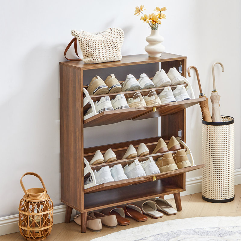 Armoire de rangement pour 12 paires de chaussures, Brun