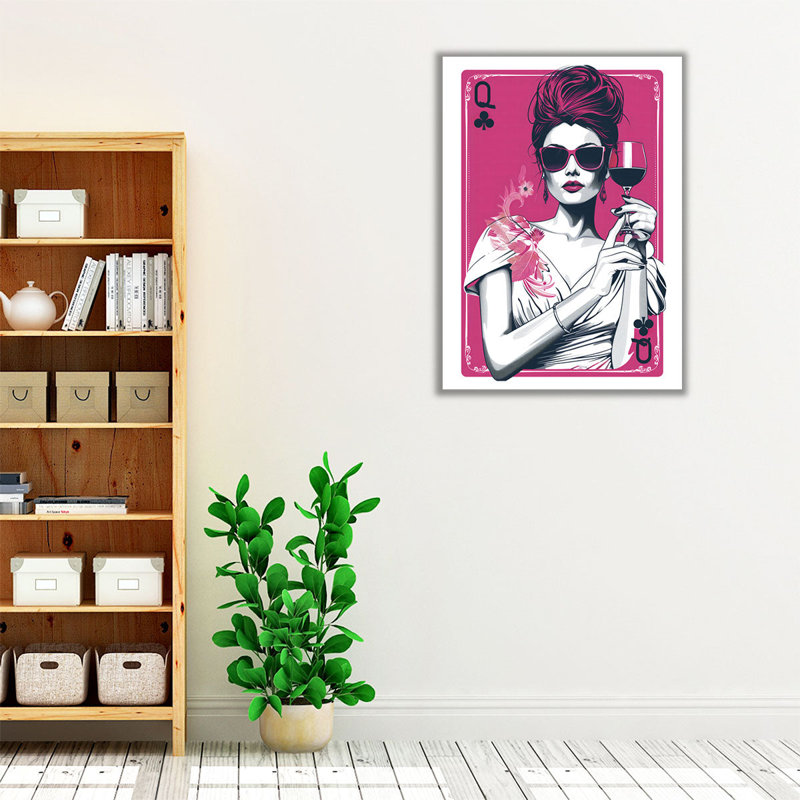 «Queen of clubs», reproduction d'art sur toile, H 24 po x l 18 po