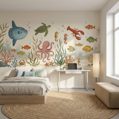 Papier peint sous-marin, créatures de la mer, océan