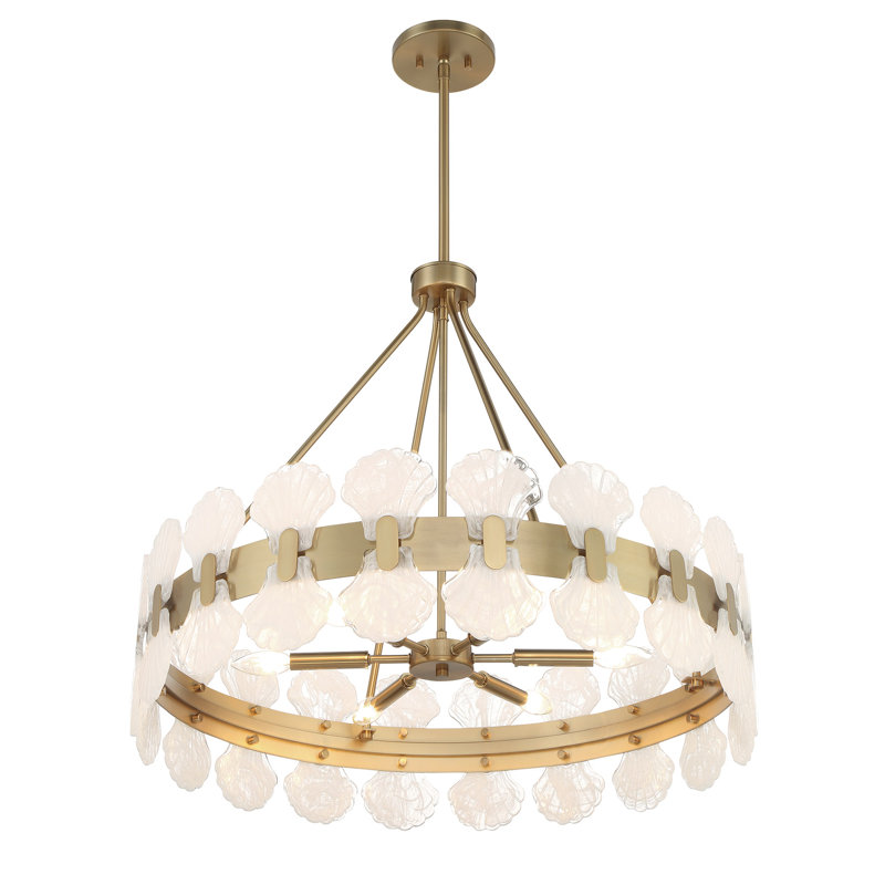 Lustre 6 lumières Bancroft en laiton noble, Laiton