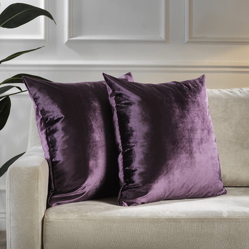 Shiny Velvet Pillow Cover, Aubergine, H 12 po x l 20 po, Forme rectangulaire