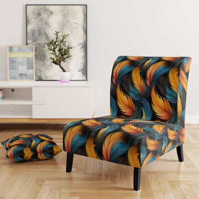 Fauteuil de chambre rembourré Glam Orange et bleu sarcelle Avian Elegance