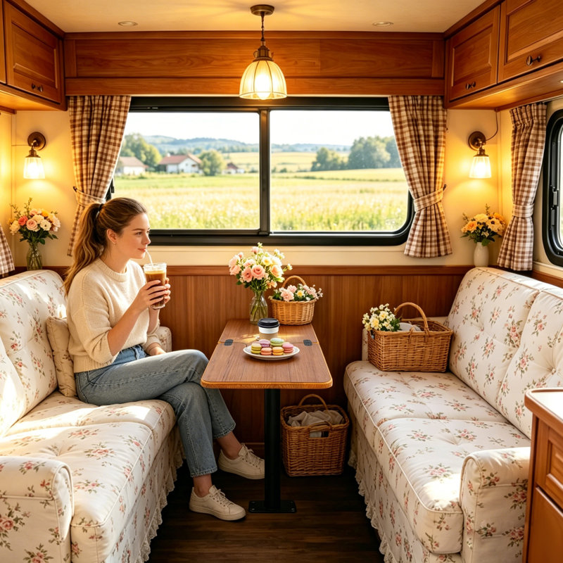 Plateau de table pliable pour véhicule récréatif avec deux porte-gobelets, camping-car en bois peu encombrant et bureau pour bateau