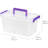 USA 5.4 Qt. Plastic Storage Bins With Lids, 6 Pack, Small Deep Containers With Latch Buckles And Portable Handle, Craft And Art Supply Storage Organizer, Stackable Storage Container, Clear