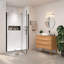 Porte de douche pivotante universelle en aluminium noir mat de 71 à 81 cm x 183 cm avec verre trempé et ouverture extérieure