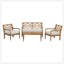 Ensemble de conversation 4 pièces avec coussins, ensemble de conversation d'extérieur en bois d'acacia, naturel et beige