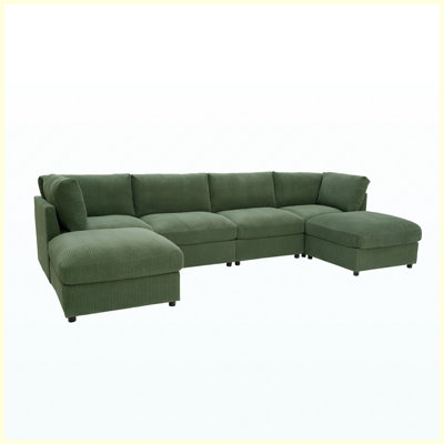 Corduroy Reversible Modular Sectional Sofa, DIY Configurable Living Room Couch for Apartment, Studio, Office