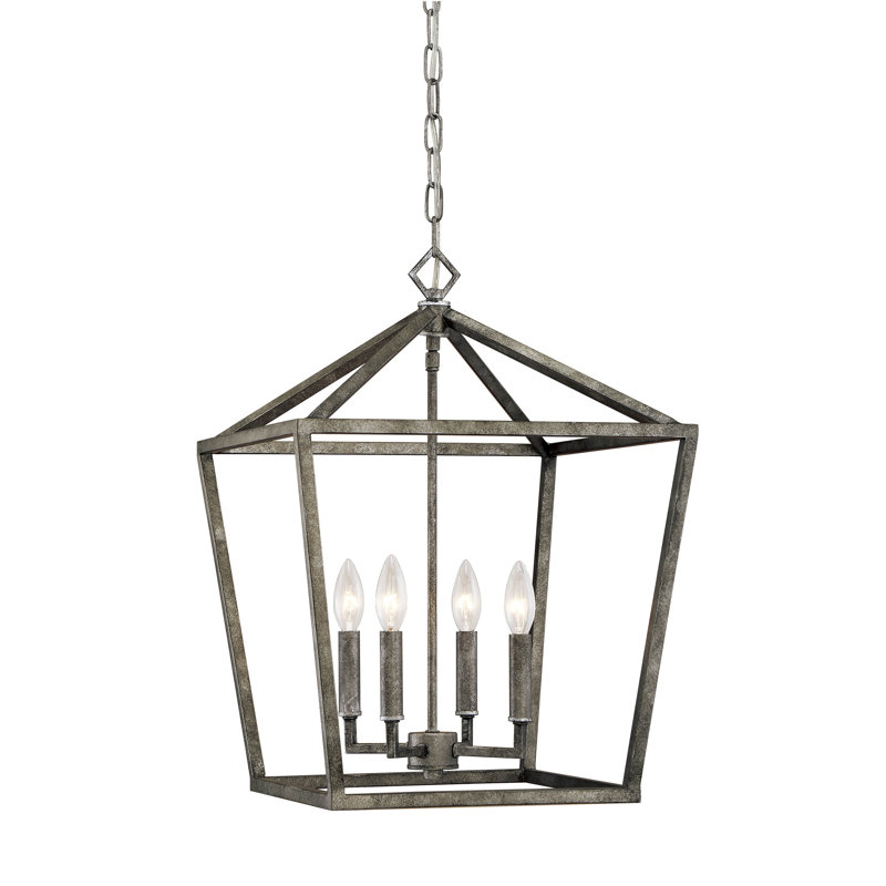 Lustre géométrique à 4 lumières Poisson, Argent argent, H 22,5 po x l 16 po x P 16 po