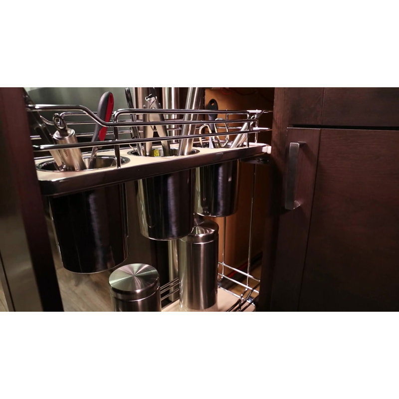 Modern Chrome Two-Tier Utensil Pull Out Organizer