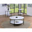 Table de bout en faux marbre avec plateau de rangement noir et rond inférieur