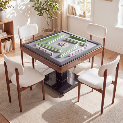 Hardcover Ultra-thin Automatic Mahjong Table with 42mm Tiles, Movable and Foldable