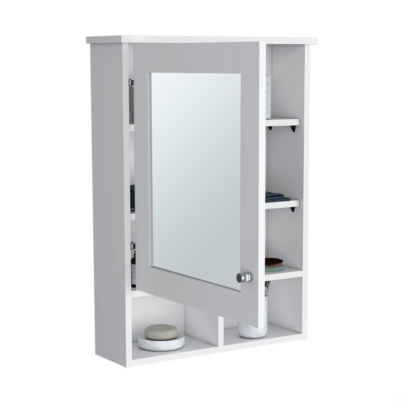 Pharmacie avec porte miroir et armoire à miroir de 29 po de hauteur avec trois tablettes dissimulées et deux tablettes ouvertes