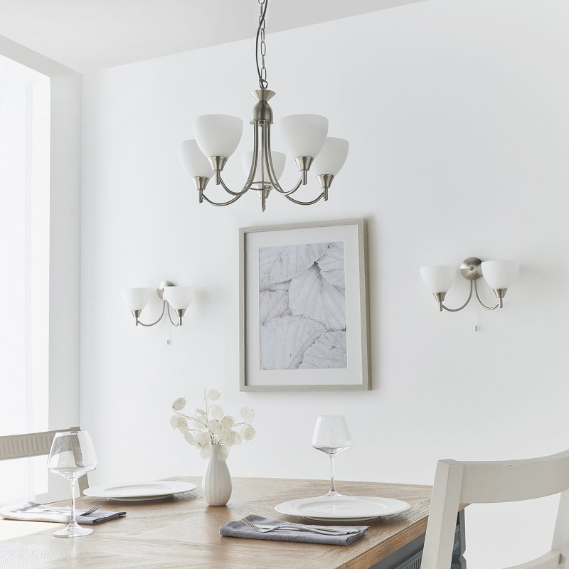 Barium Steel Armed Sconce, Satin Chrome