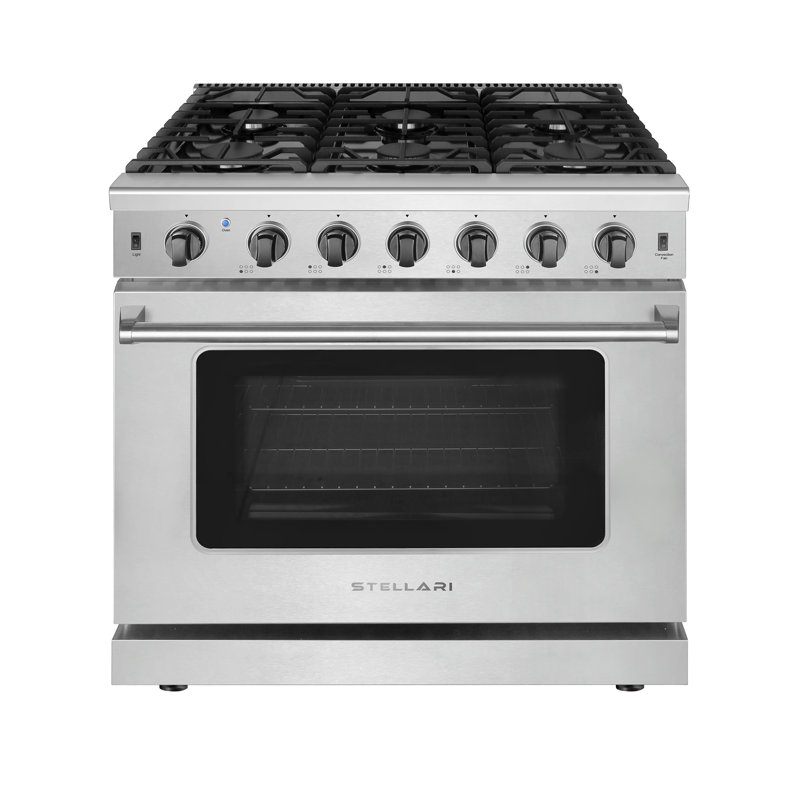 36 in. 6-Burners 6 cu. Ft. Freestanding Professional Gas Range in Stainless Steel with Convection Oven and Drawer
