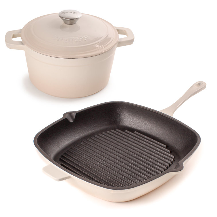 Berghoff Neo Cast Iron 3 Quart Covered Dutch Oven and 11 Grill Pan