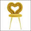 Ensemble de 2 fauteuils d'appoint uniques en forme de cœur, capitonnés et recouverts de velours moelleux avec une structure en métal doré brillant, parfaits pour une décoration intérieure moderne.-1210459040