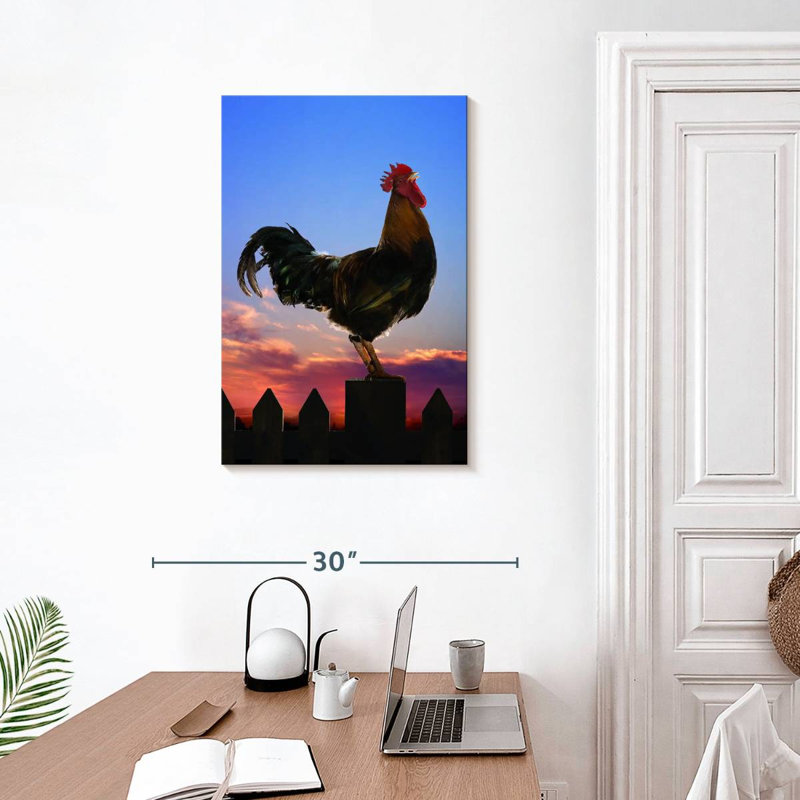 Rooster On Fence, 30" H x 20" W