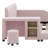 Ilyne Full Size Upholstered Bed, Mother & Child Bed with Bedside Desk and Little Round Stool-1789566891