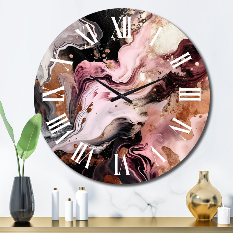 Horloge murale rose et noire, Grand