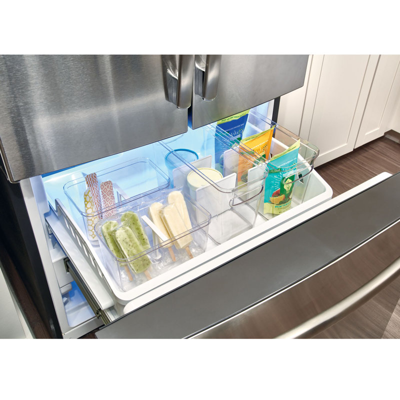 iDesign Crisp Divided Organizer Bin with Handles, 6" x 8" x 14", Clear/Matte White