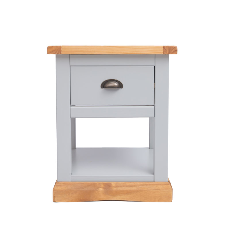 Esquivel 45cm W Plywood / Laminate Board Bedside Table, Grey/Oak/Matte Black