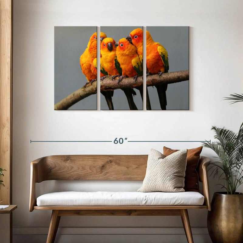 Brampt Wild Sun Parakeets, 28" H x 45" W
