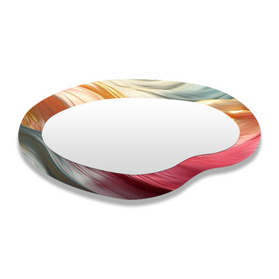 Liquide ruisseaux rose or bleu - vagues abstraites formes asymétriques - grand miroir mural moderne