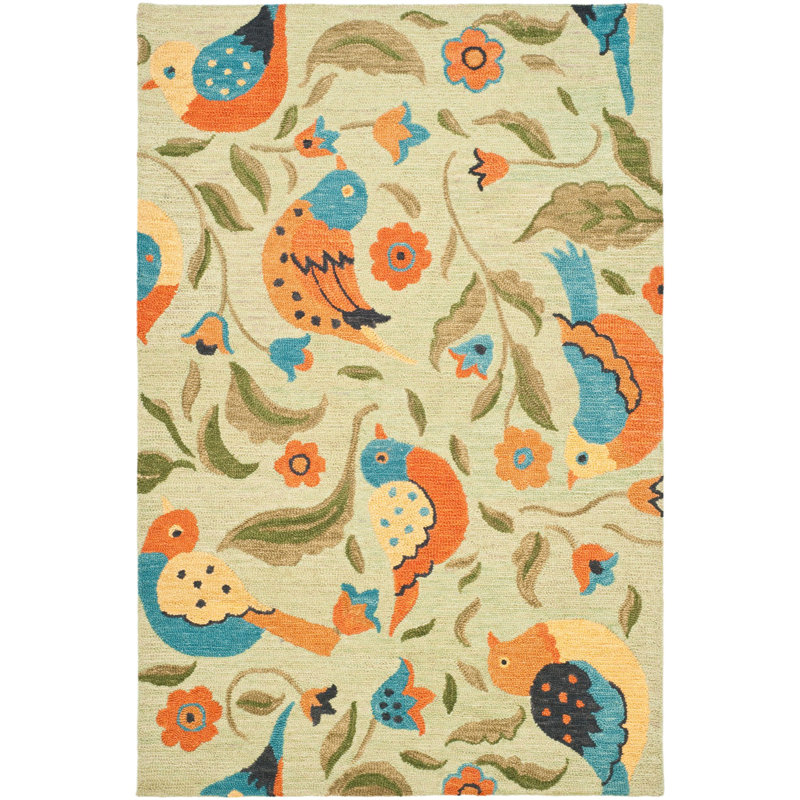 Tapis floral en laine crocheté à la main Alston, Rectangle 5 pi x 8 pi