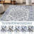 Vintage Distressed Medallion Rug, Washable, Non-Slip Boho Floral Carpet for Living Room, Bedroom, Dining Room, Blue-1858101311