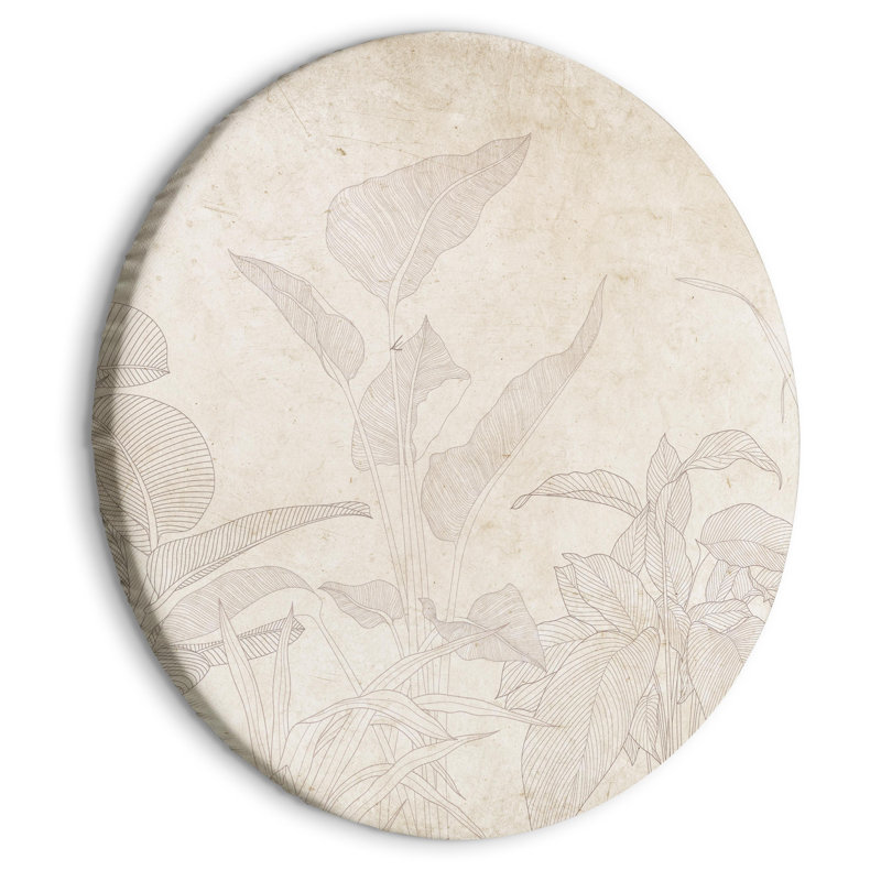 Round Canvas Print - Muted exotic greenery