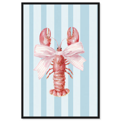 Dressed Lobster Framed Canvas Print Coastal Wall Decor by Art Remedy, Black Frame, 24 x 36
