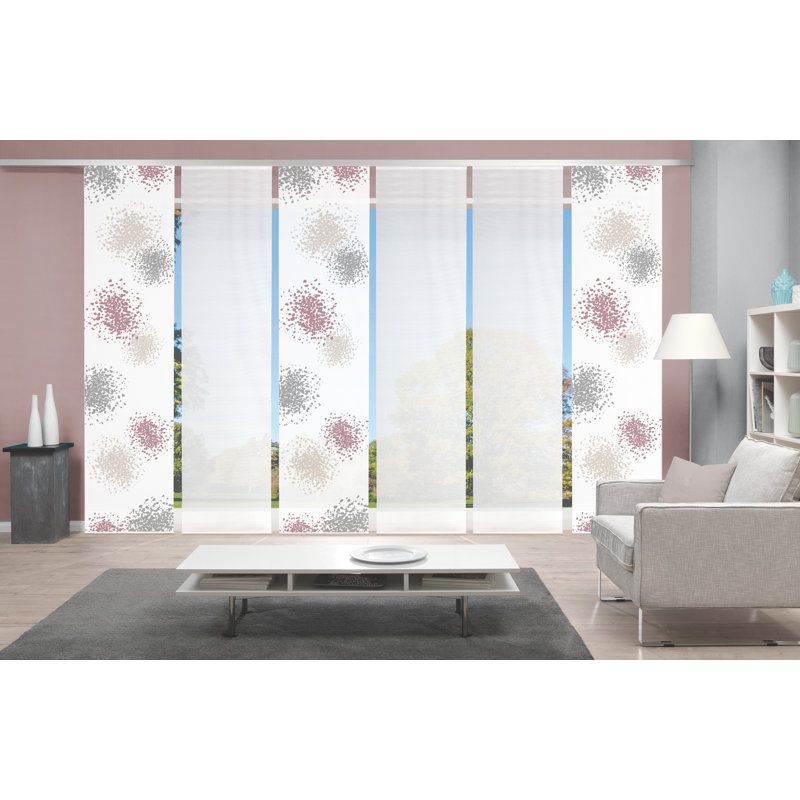 Pelayo Semi Sheer Curtain Panel Pair, Pink/Brown/Grey