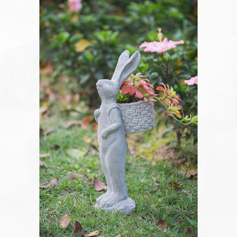 Grand pot de fleurs en forme de panier de lapins en ciment, ensemble de 1