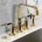 Kingston Brass Kaiser Two-Handle 4-Hole Deck Mount Bridge Kitchen Faucet with Brass Side Sprayer-101180543
