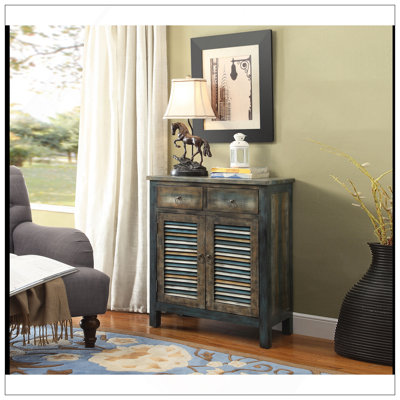 Armoire console en chêne et sarcelle Anqtique