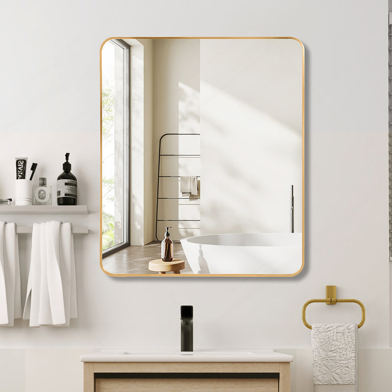 Grand miroir mural de salle de bain rectangulaire 30 x 36 pouces avec film incassable et cadre antirouille, 36 po x 30 po