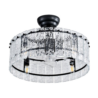 Modern Black Crystal Reversible Ceiling Fan Light With Remote