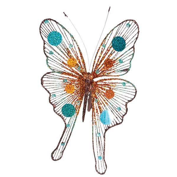30cm Plants & Flowers Holiday Shaped Ornament, Teal/Copper/Brown