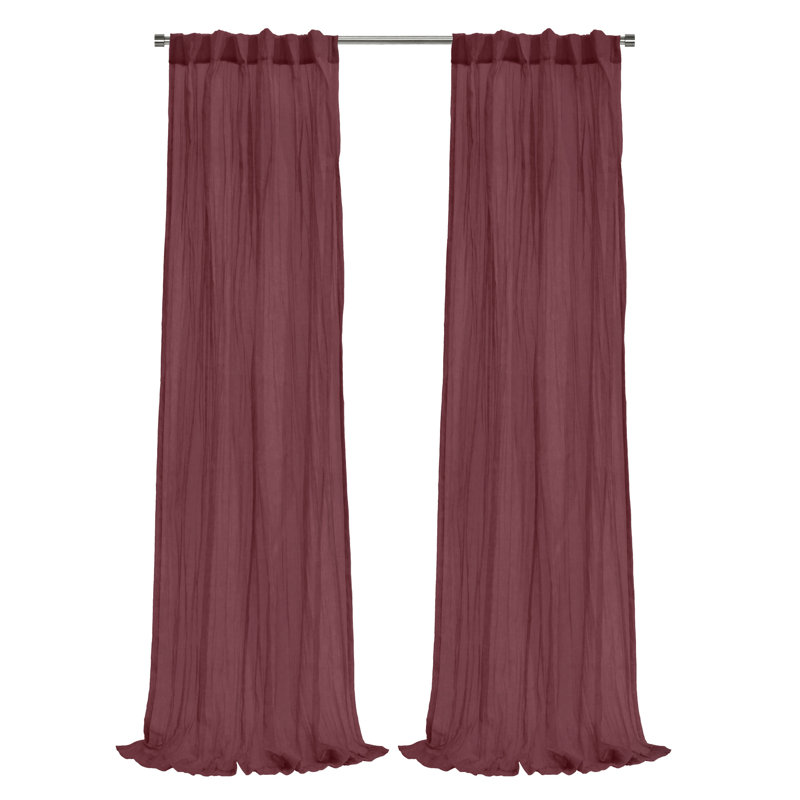 Rideau transparent Paloma 52 x 95, L 52 po x L 95 po, Bourgogne