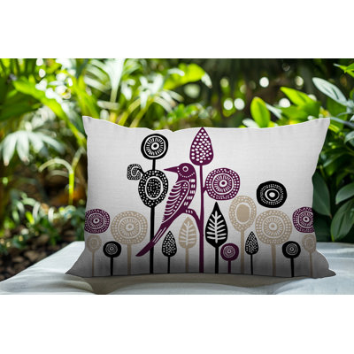Oreiller rectangulaire intérieur / extérieur réversible Hino Bird
