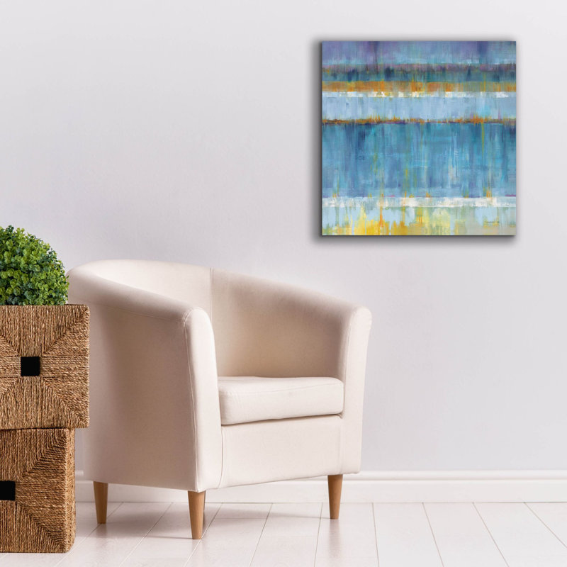 «Abstract Stripes Blue» par Danhui Nai, art mural sur toile, H 26 po x l 26 po
